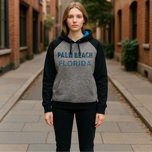 SALT CREEK Palm Beach Florida Women's Gray and Black Hoodie LARGE